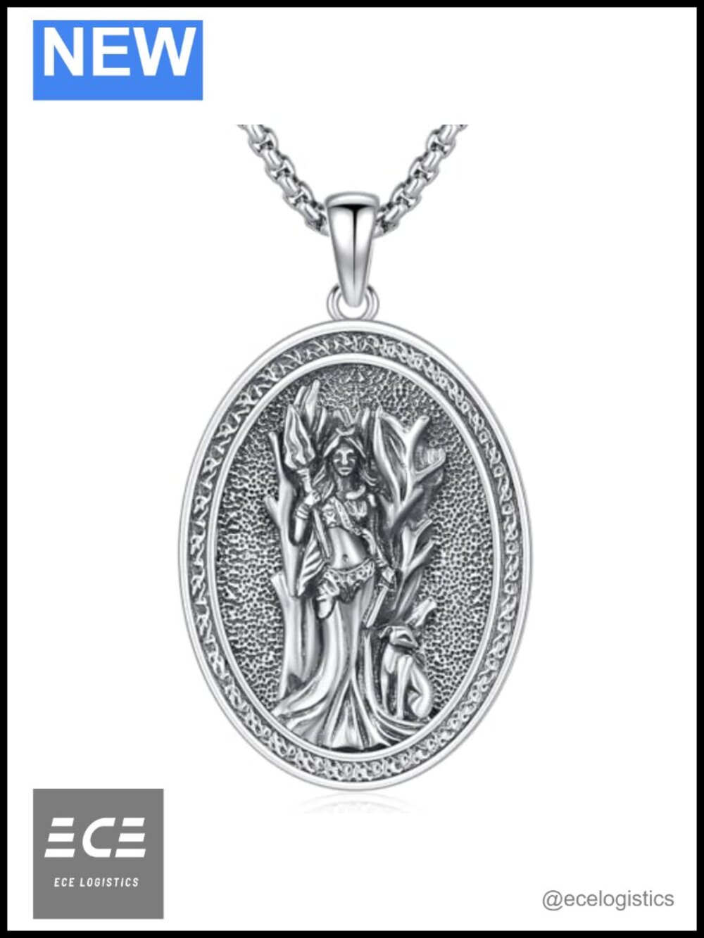 Sterling Silver Hecate Pendant Necklace 22in Adjustable Chain Handcrafted